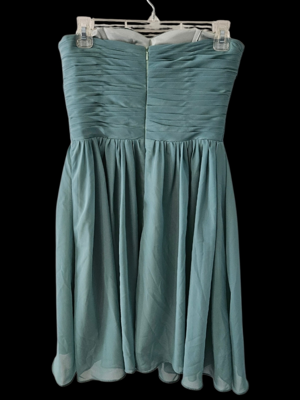 Strapless Ruched Chiffon Cocktail Dress in Sage Green - Picture 5 of 6